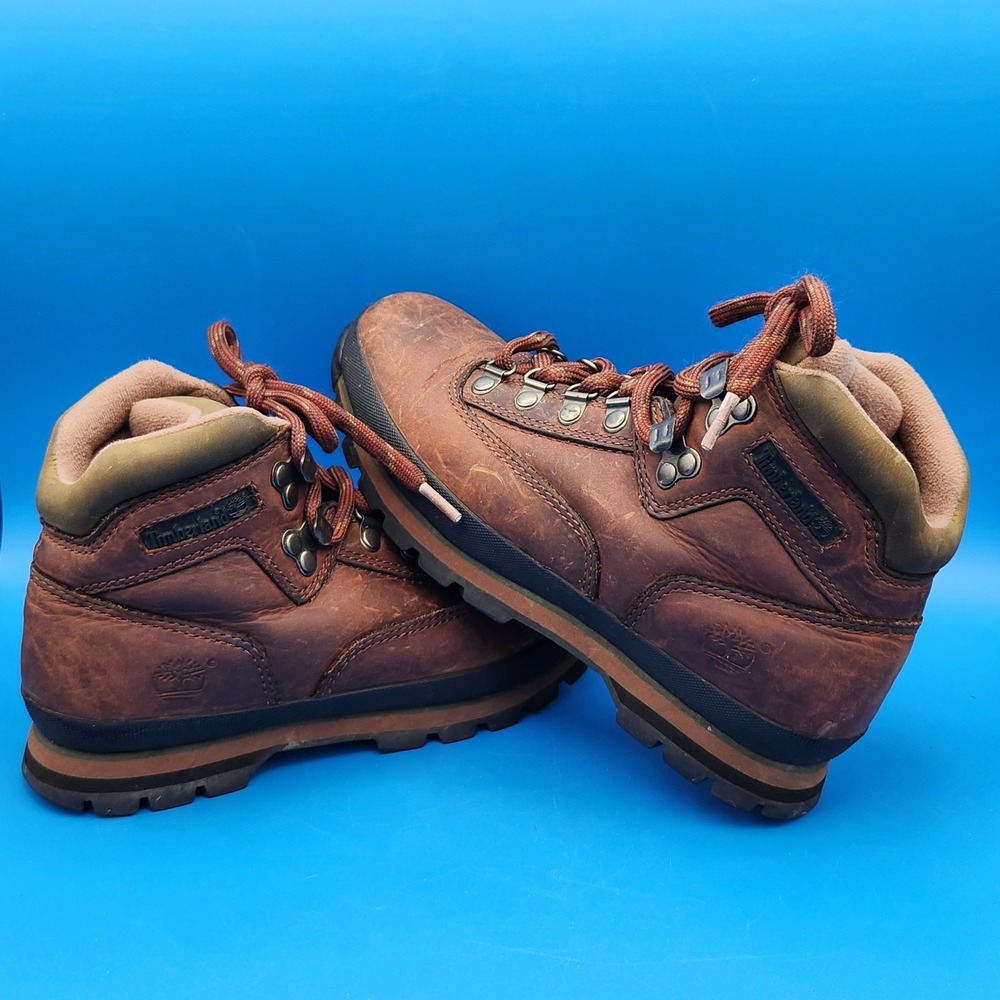 Women's Timberland Euro Hiker Brown Leather Rugged Boot Size 8